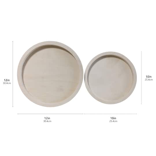 12 Pack: Round Framed Wood Tray Set by Make Market®